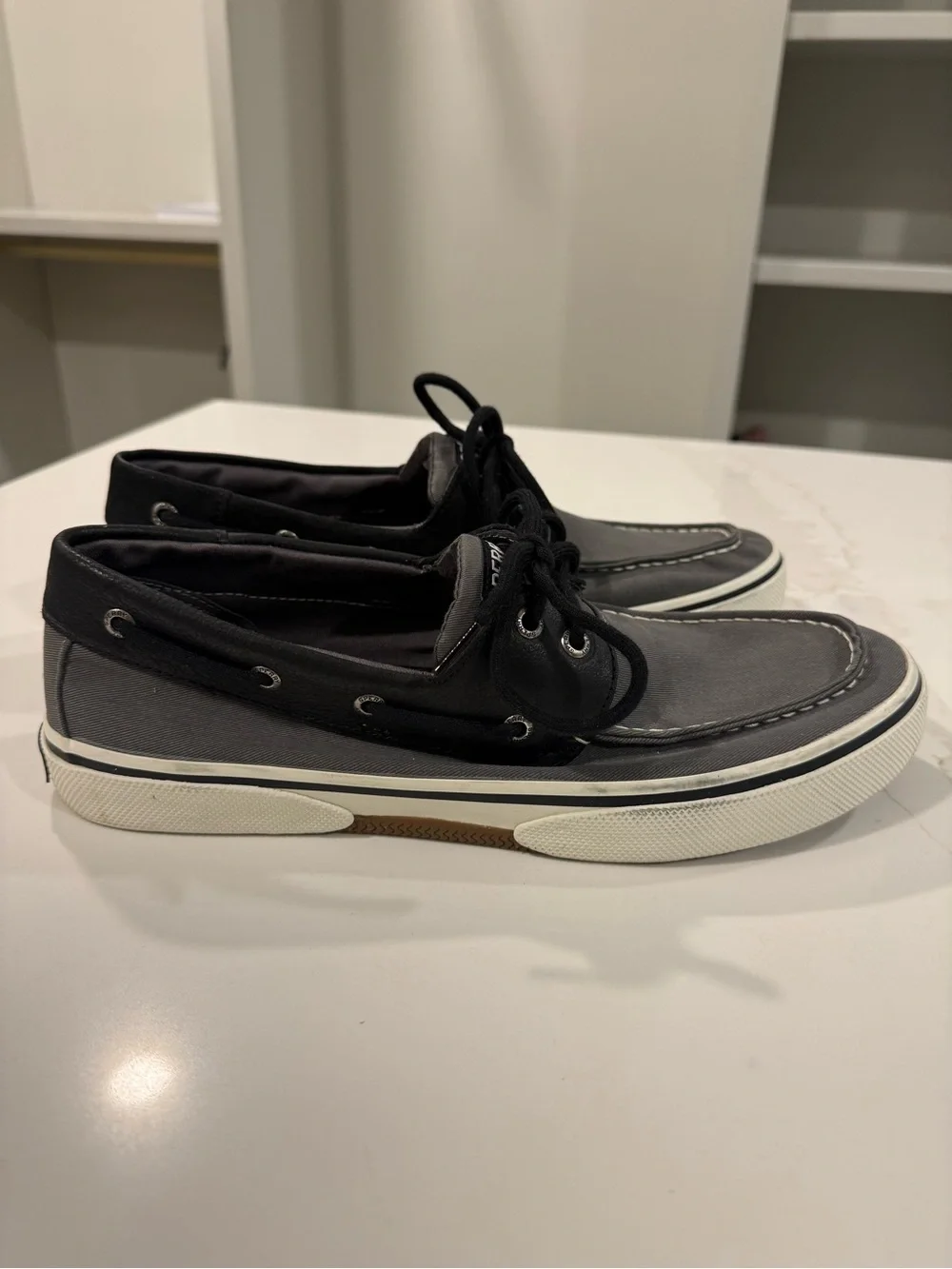 Sperry Men’s Gray and Black Canvas Boat Shoes